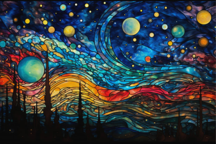 Swirling Galaxies Stained Glass