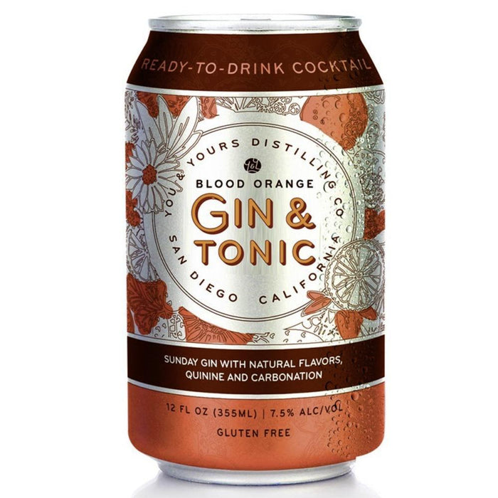 You & Yours Distilling Blood Orange Gin & Tonic Canned Cocktails You & Yours Distilling Co