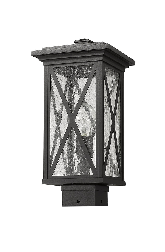 Outdoor Post Mount Fixture Z-Lite 583PHMS-BK Black Brookside 1 Light Outdoor Post Mount Fixture Z-Lite