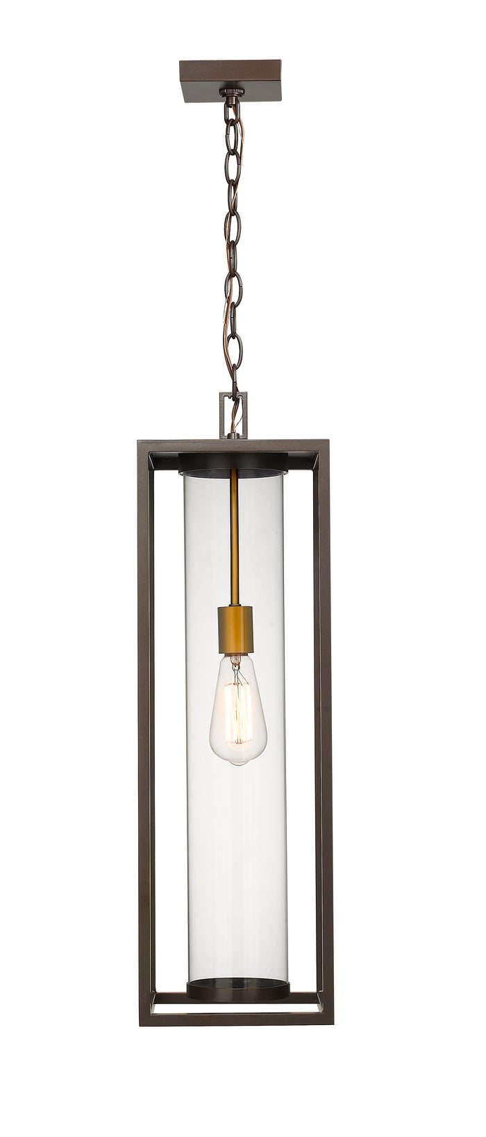 Outdoor Chain Mount Ceiling Fixture Z-Lite 584CHB-DBZ-OBS Deep Bronze + Outdoor Brass Dunbroch 1 Light Outdoor Chain Mount Ceiling Fixture Z-Lite