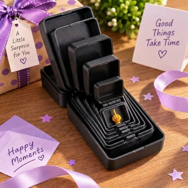 6-Layer Nesting Prank Gift Box | Pick Your Surprise: Middle Finger, Spider or Number 67