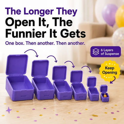 6-Layer Nesting Prank Gift Box | Pick Your Surprise: Middle Finger, Spider or Number 67