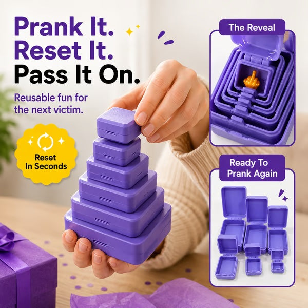 6-Layer Nesting Prank Gift Box | Pick Your Surprise: Middle Finger, Spider or Number 67