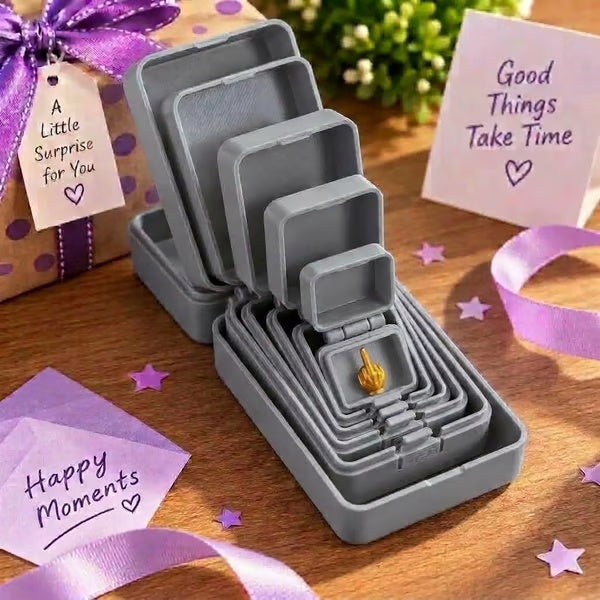6-Layer Nesting Prank Gift Box | Pick Your Surprise: Middle Finger, Spider or Number 67