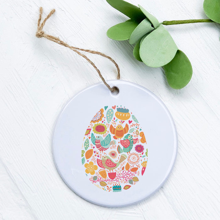 Bird and Floral Egg - Ornament