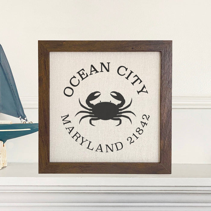 Crab w/ City and State - Custom Framed Sign