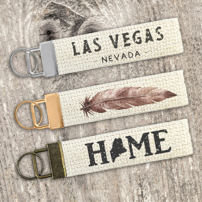 Distressed City, State - Custom Canvas Key Fob