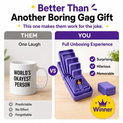 6-Layer Nesting Prank Gift Box | Pick Your Surprise: Middle Finger, Spider or Number 67