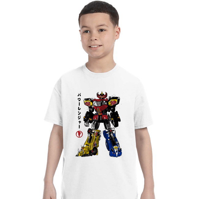 Daily_Deal_Shirts T-Shirts, Youth / XS / White Mighty Morphin Megazord Sumi-e