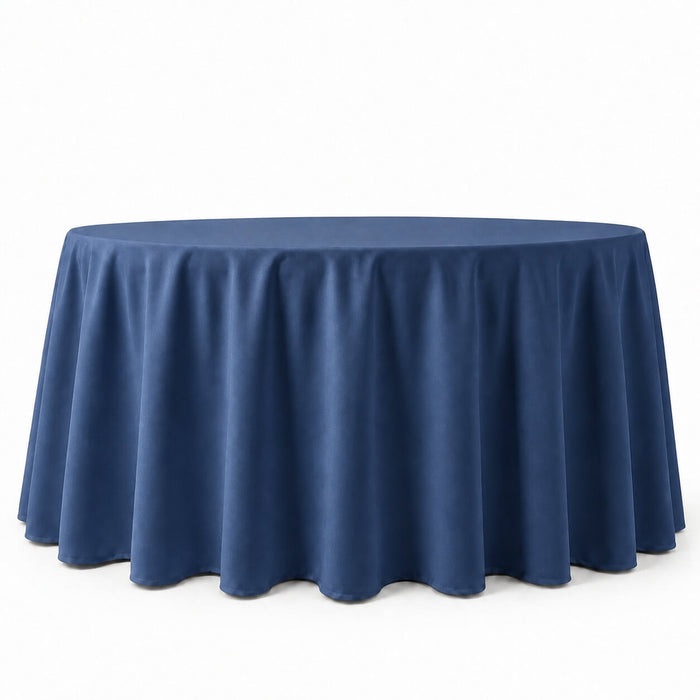 Dark Denim Blue Polyester Round Tablecloth for Modern Events