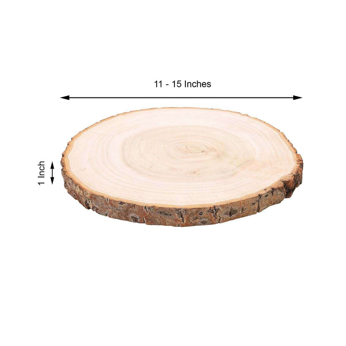 Natural wood slice, 11-15 inches in diameter, 1 inch thick.