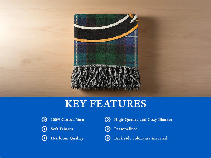 Russell heirloom woven blanket — soft cotton with fringe edge
