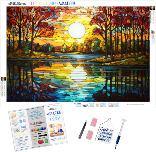 Serene Lake Stained Glass