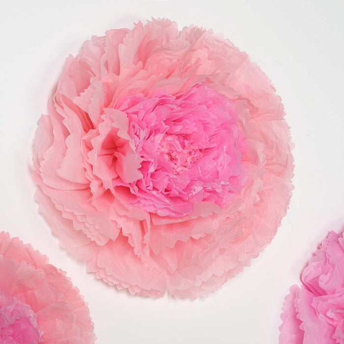Pink tissue paper flower decoration on white background. #whtbkgd