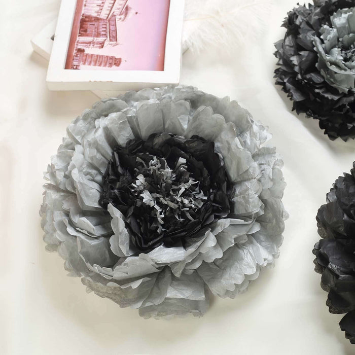 Gray and black decorative paper flower centerpiece