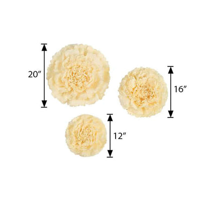 Artificial cream peonies in three sizes: 12", 16", and 20"