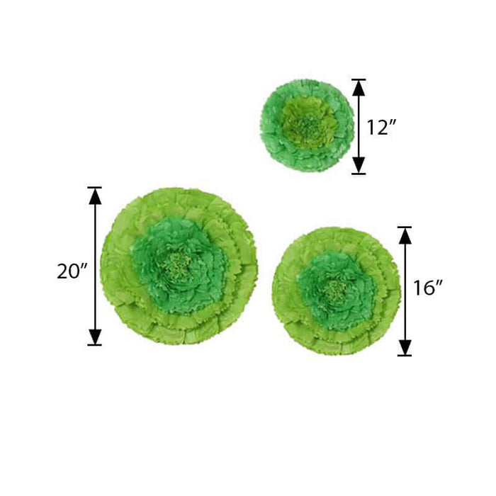 Green floral wall decor set in three sizes: 12", 16", and 20"