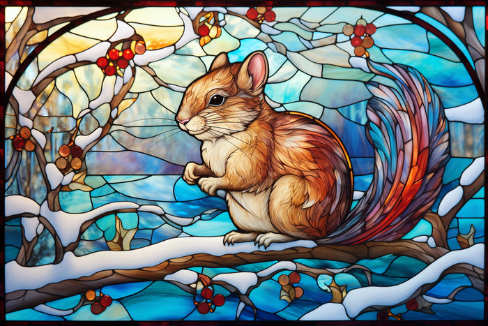 Squirrel On A Tree Branch