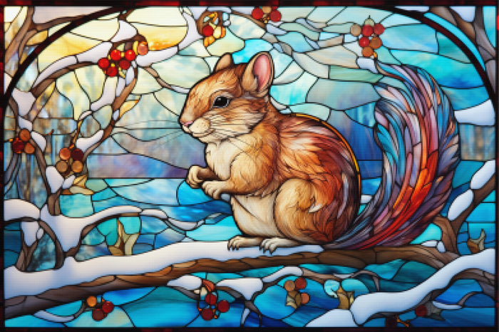 Squirrel On A Tree Branch