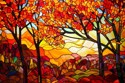Stunning Autumn Leaves Stained Glass