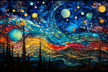 Swirling Galaxies Stained Glass