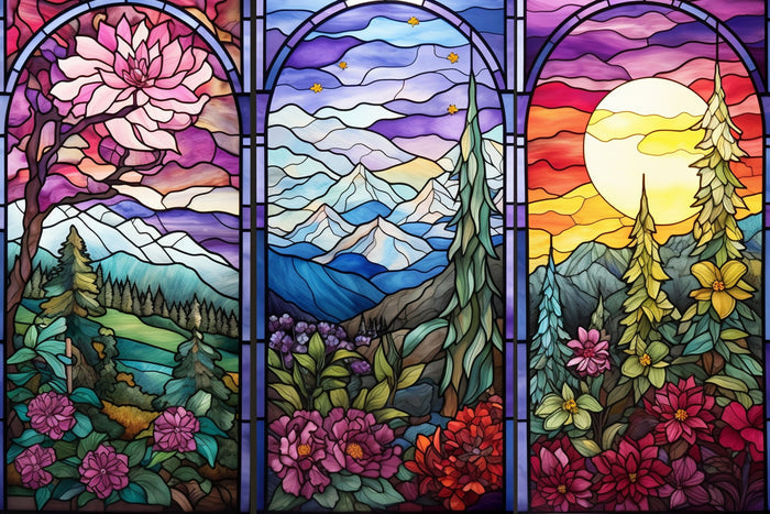 Triptych Seasonal Stained Glass