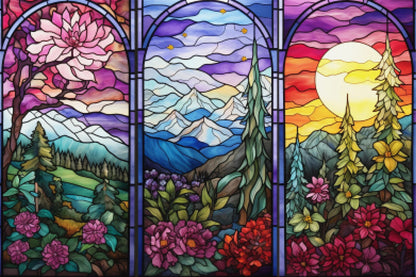 Triptych Seasonal Stained Glass