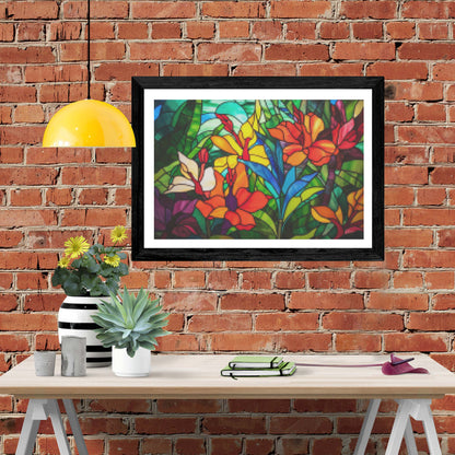 Tropical Flowers Abstract Stained Glass