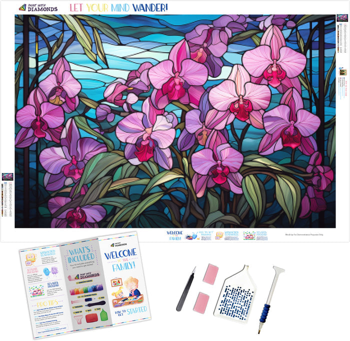 Tropical Orchids Stained Glass