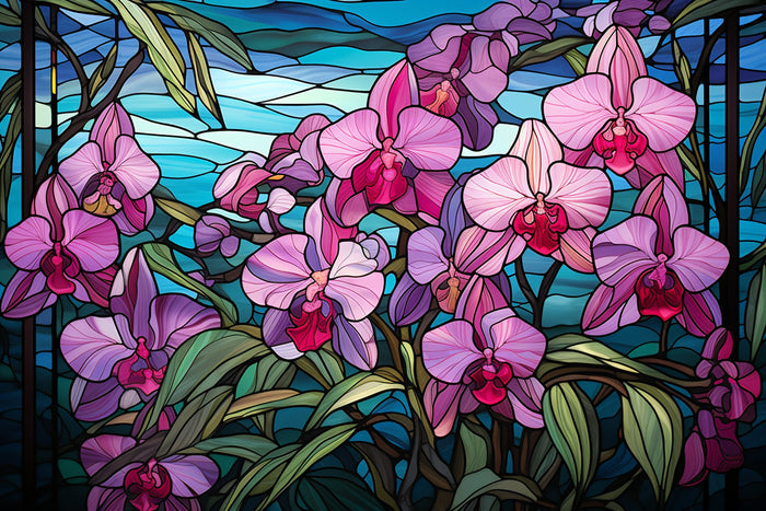 Tropical Orchids Stained Glass