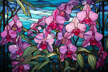 Tropical Orchids Stained Glass