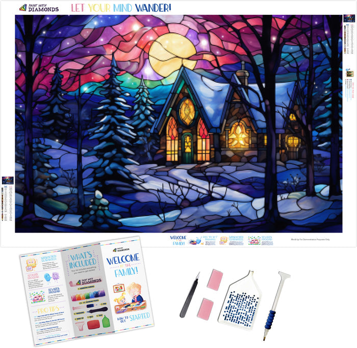 Twinkling Winter Night Stained Glass