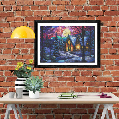 Twinkling Winter Night Stained Glass
