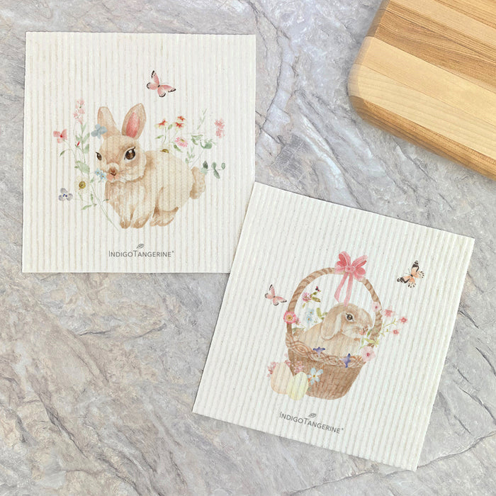 Watercolor Bunnies  - 2pk Swedish Dish Cloth
