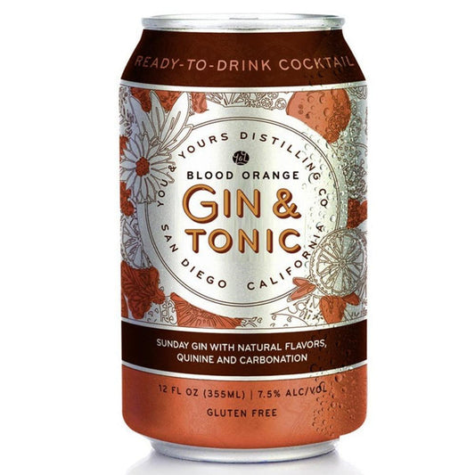 You & Yours Distilling Blood Orange Gin & Tonic Canned Cocktails You & Yours Distilling Co