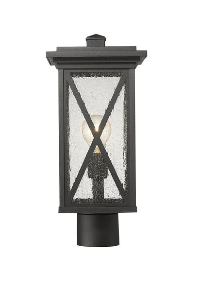 Outdoor Post Mount Fixture Z-Lite 583PHMR-BK Black Brookside 1 Light Outdoor Post Mount Fixture Z-Lite