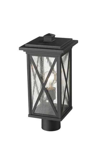Outdoor Post Mount Fixture Z-Lite 583PHMR-BK Black Brookside 1 Light Outdoor Post Mount Fixture Z-Lite