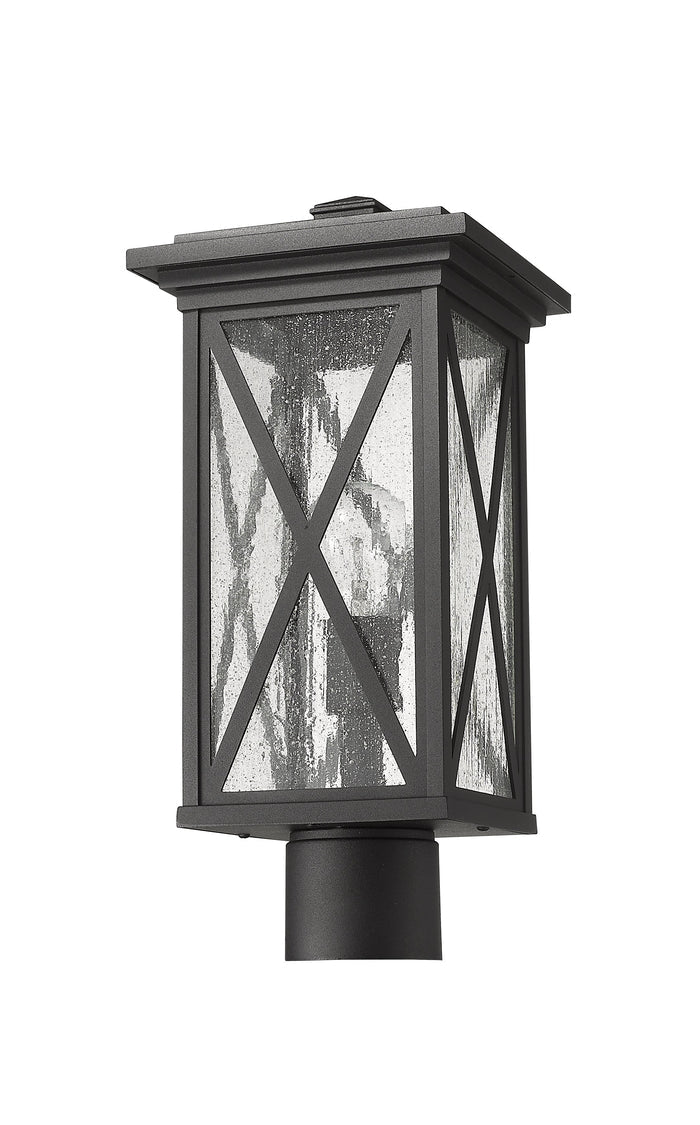 Outdoor Post Mount Fixture Z-Lite 583PHMR-BK Black Brookside 1 Light Outdoor Post Mount Fixture Z-Lite