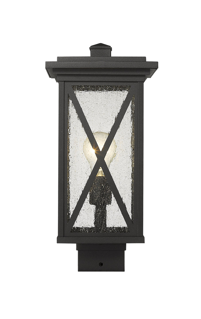 Outdoor Post Mount Fixture Z-Lite 583PHMS-BK Black Brookside 1 Light Outdoor Post Mount Fixture Z-Lite