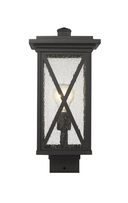 Outdoor Post Mount Fixture Z-Lite 583PHMS-BK Black Brookside 1 Light Outdoor Post Mount Fixture Z-Lite