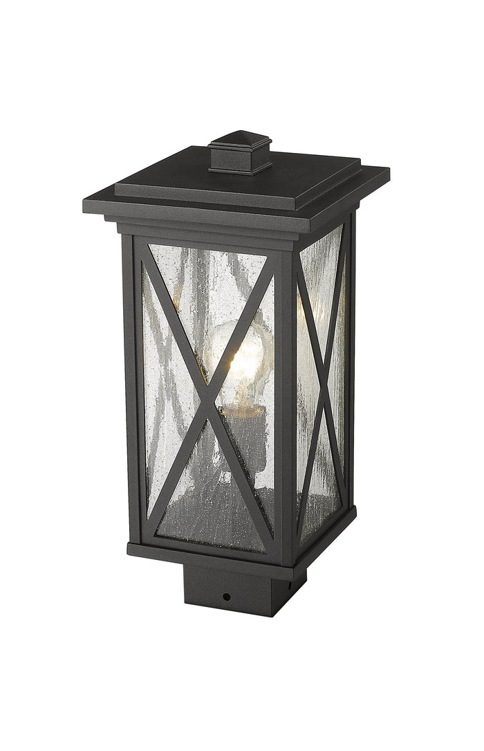 Outdoor Post Mount Fixture Z-Lite 583PHMS-BK Black Brookside 1 Light Outdoor Post Mount Fixture Z-Lite