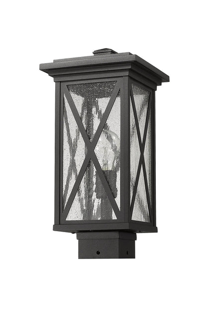 Outdoor Post Mount Fixture Z-Lite 583PHMS-BK Black Brookside 1 Light Outdoor Post Mount Fixture Z-Lite