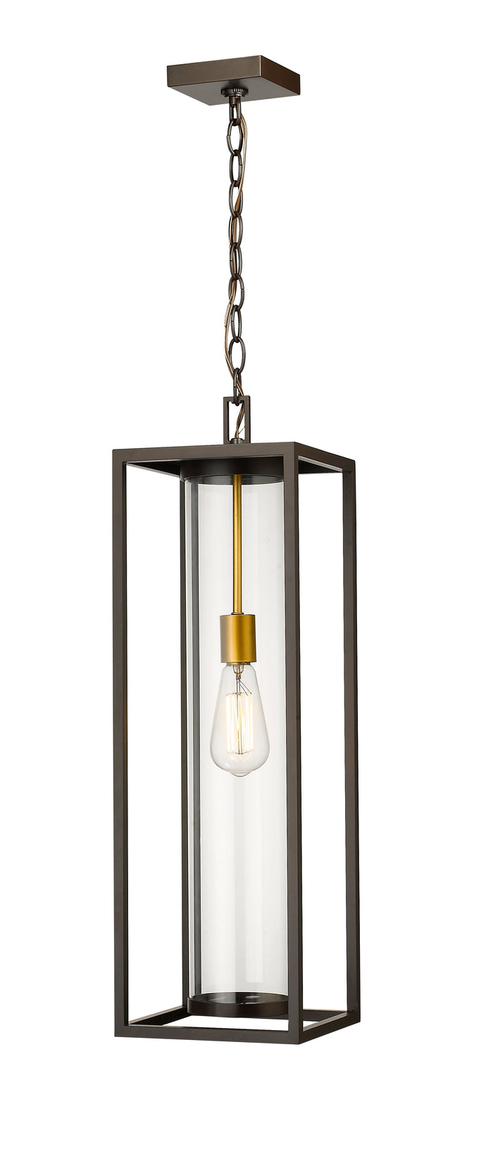 Outdoor Chain Mount Ceiling Fixture Z-Lite 584CHB-DBZ-OBS Deep Bronze + Outdoor Brass Dunbroch 1 Light Outdoor Chain Mount Ceiling Fixture Z-Lite