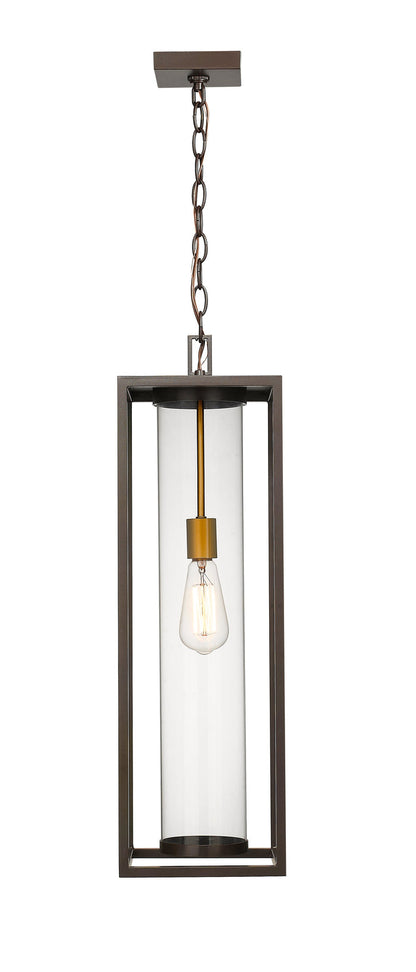 Outdoor Chain Mount Ceiling Fixture Z-Lite 584CHB-DBZ-OBS Deep Bronze + Outdoor Brass Dunbroch 1 Light Outdoor Chain Mount Ceiling Fixture Z-Lite