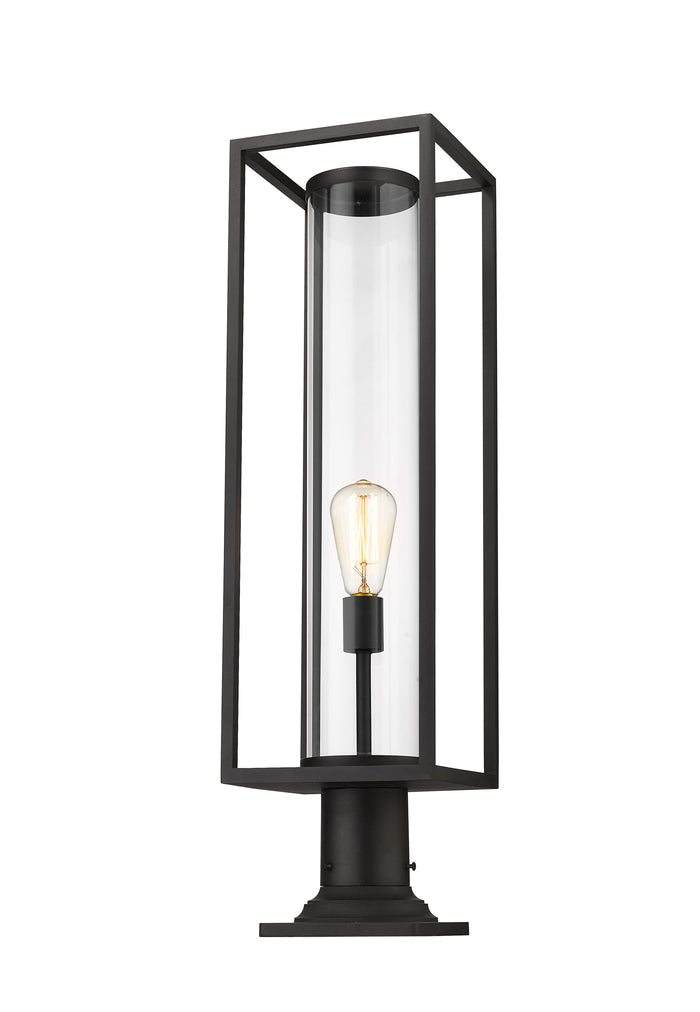 Outdoor Pier Mounted Fixture Z-Lite 584PHBR-533PM-BK Black Dunbroch 1 Light Outdoor Pier Mounted Fixture Z-Lite