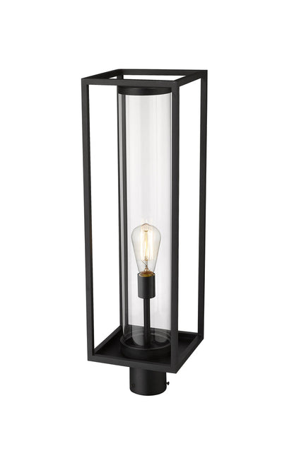 Outdoor Post Mount Fixture Z-Lite 584PHBR-BK Black Dunbroch 1 Light Outdoor Post Mount Fixture Z-Lite