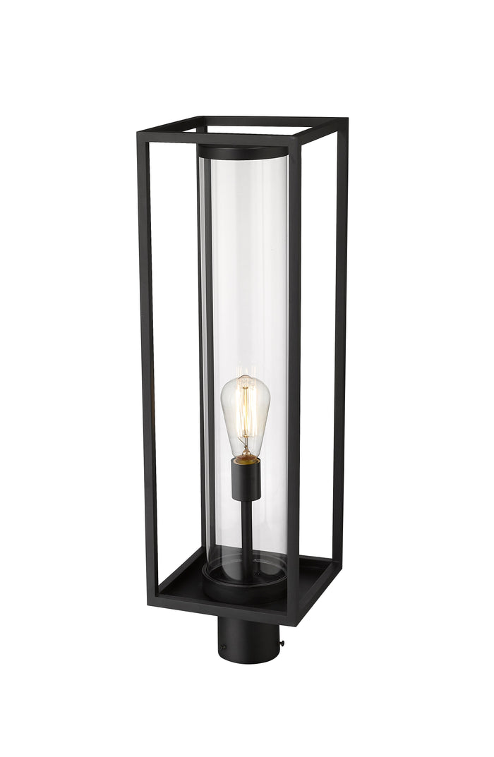 Outdoor Post Mount Fixture Z-Lite 584PHBR-BK Black Dunbroch 1 Light Outdoor Post Mount Fixture Z-Lite