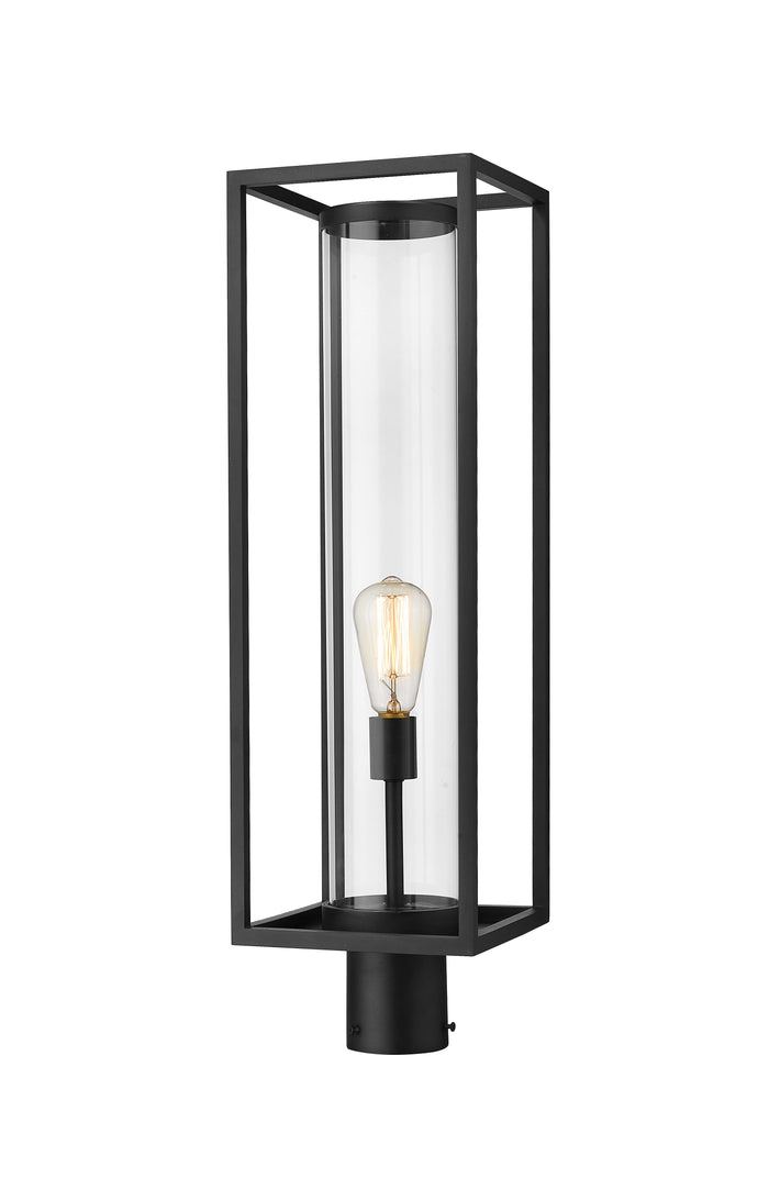 Outdoor Post Mount Fixture Z-Lite 584PHBR-BK Black Dunbroch 1 Light Outdoor Post Mount Fixture Z-Lite