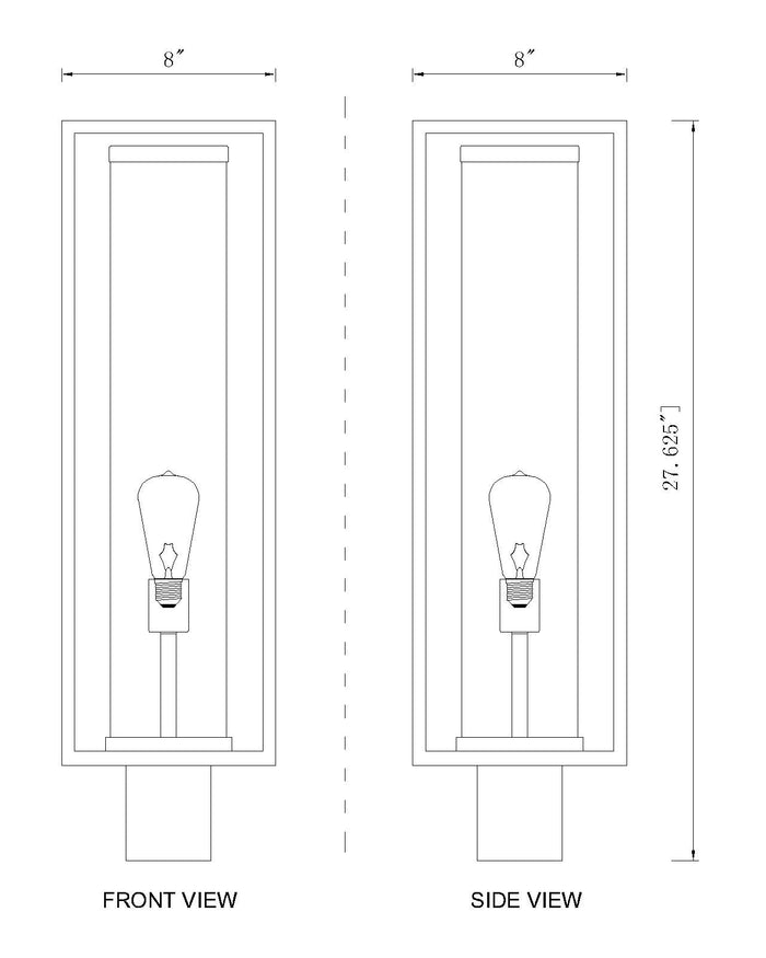 Outdoor Post Mount Fixture Z-Lite 584PHBR-BK Black Dunbroch 1 Light Outdoor Post Mount Fixture Z-Lite