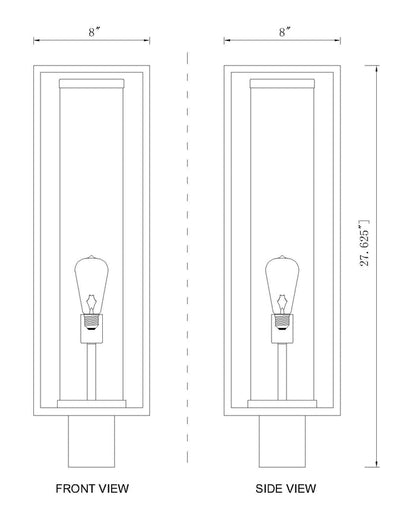 Outdoor Post Mount Fixture Z-Lite 584PHBR-BK Black Dunbroch 1 Light Outdoor Post Mount Fixture Z-Lite